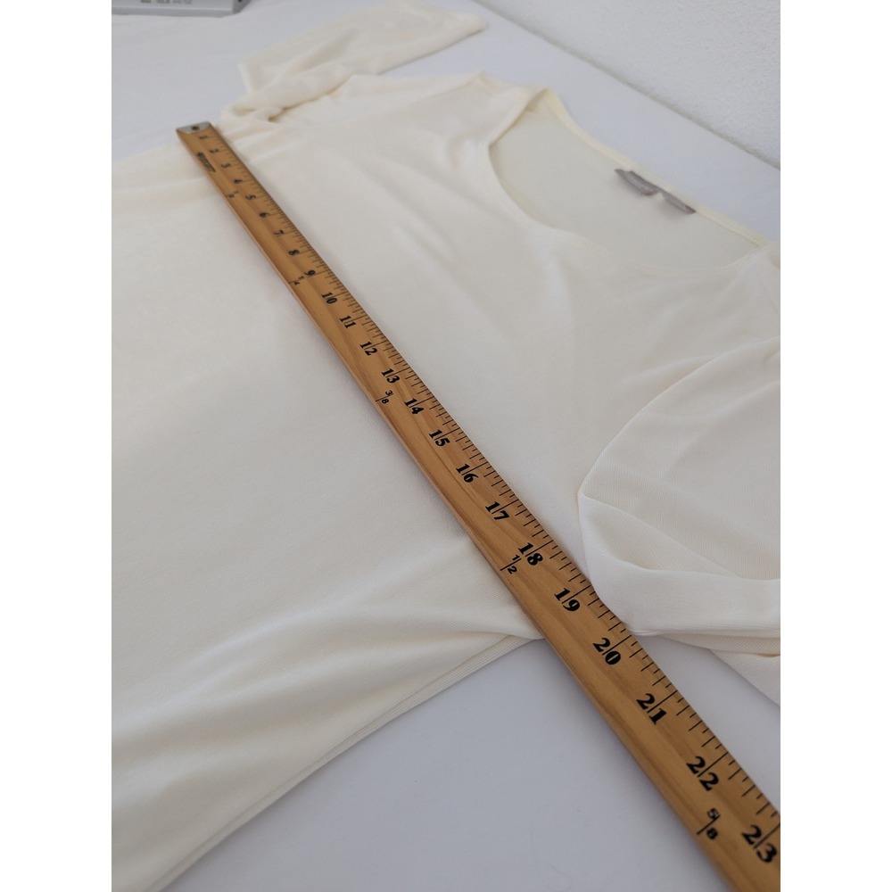 Chico's Travelers Tunic Top Womens 2 L Cream Pleated Asymmetrical Hem Minimalist - Picture 6 of 8